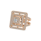 SKU: 0172 (18K) Triple Halo Split-Shank Diamond Ring in Rose Gold.
