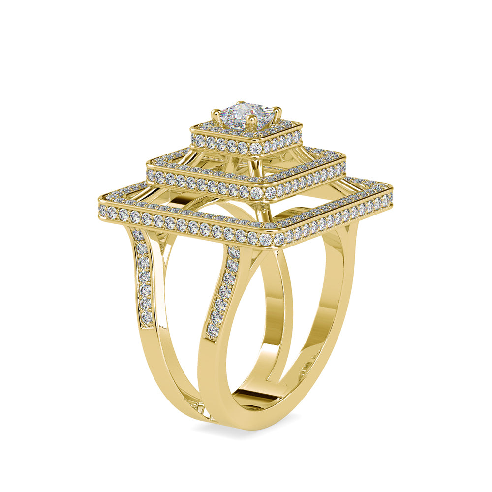 SKU: 0172 (18K) Triple Halo Split-Shank Diamond Ring in Rose Gold.