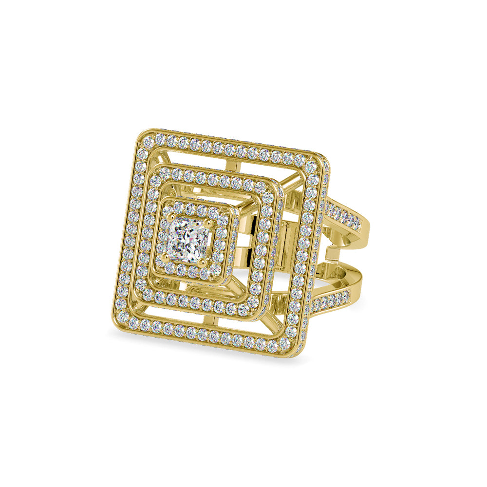 SKU: 0172 (14K) Triple Halo Split-Shank Diamond Ring in Rose Gold.