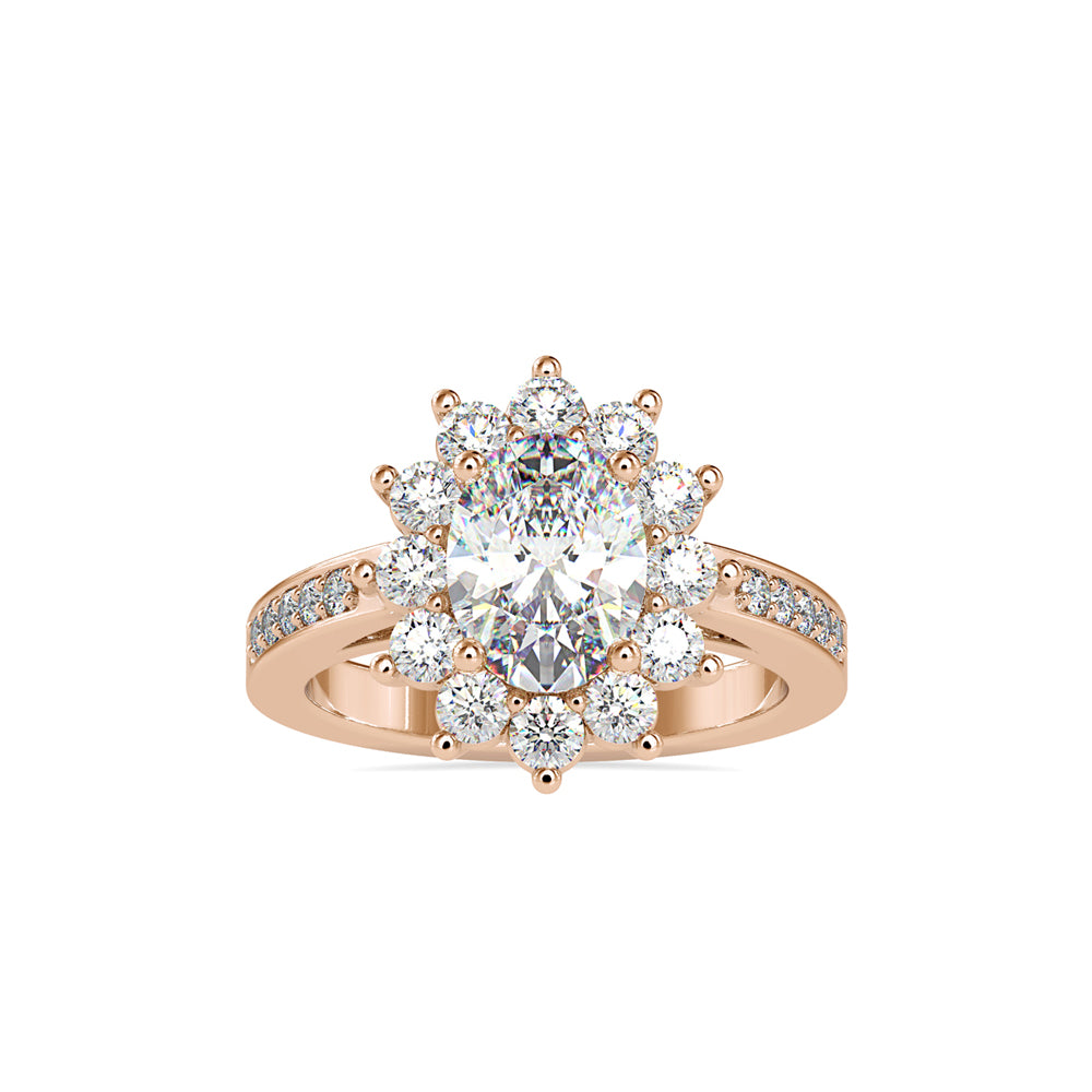 SKU: 0173 (18K) Vintage Halo Oval Diamond Engagment Ring in Rose Gold.