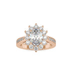 SKU: 0173 (10K) Vintage Halo Oval Diamond Engagment Ring in Rose Gold.