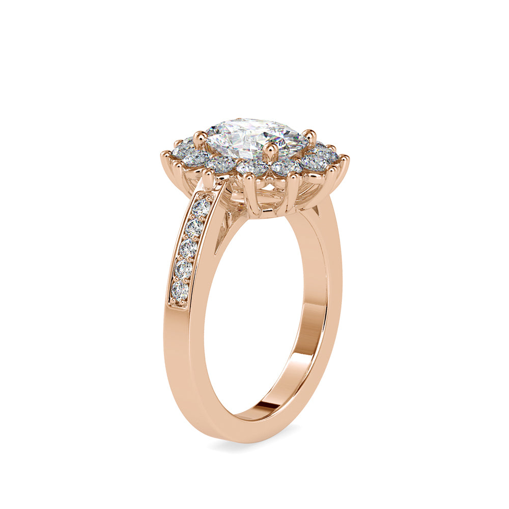 SKU: 0173 (14K) Vintage Halo Oval Diamond Engagment Ring in Rose Gold.