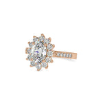 SKU: 0173 (18K) Vintage Halo Oval Diamond Engagment Ring in Rose Gold.