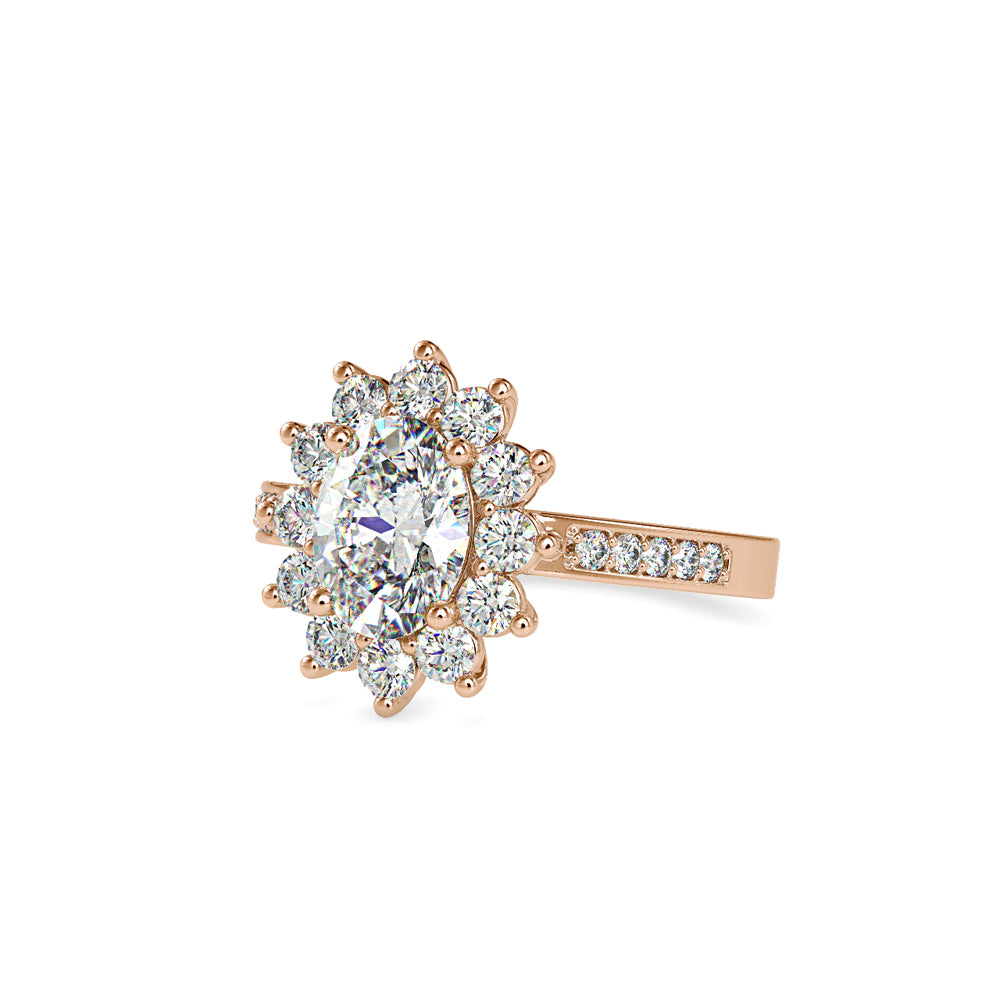 SKU: 0173 (22K) Vintage Halo Oval Diamond Engagment Ring in Rose Gold.