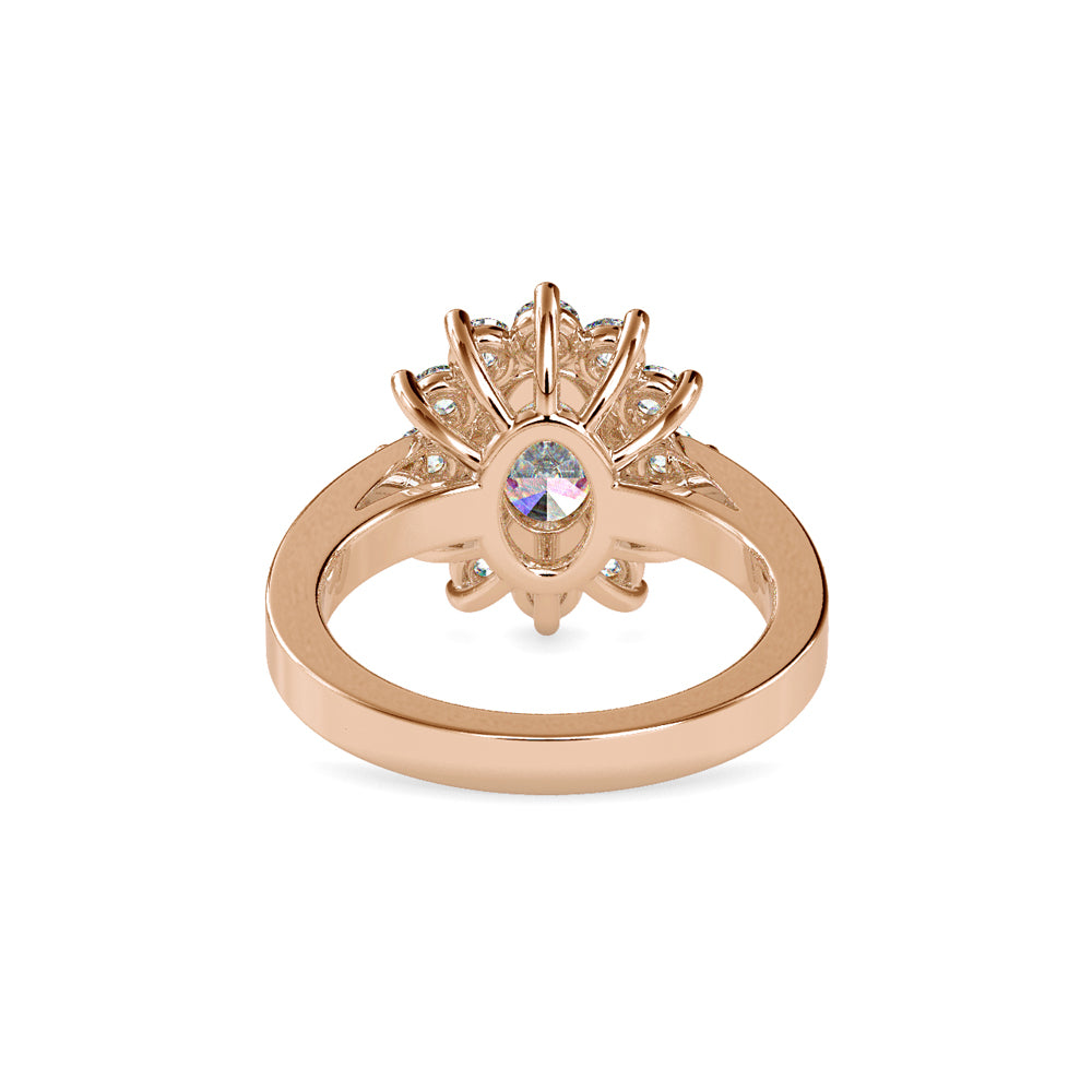 SKU: 0173 (18K) Vintage Halo Oval Diamond Engagment Ring in Rose Gold.