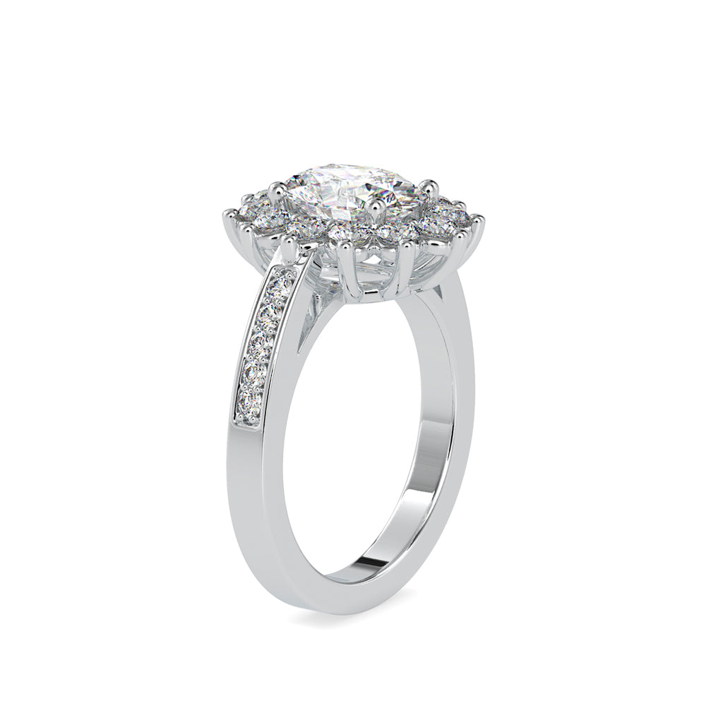SKU: 0173 (14K) Vintage Halo Oval Diamond Engagment Ring in Rose Gold.