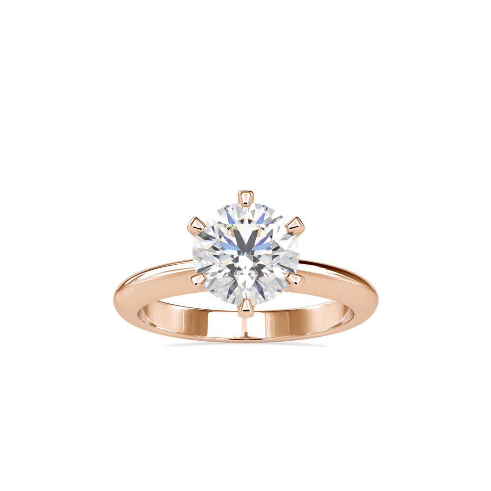 SKU: 0174 (18K) Six-Prong Solitaire Engagment Ring in Rose Gold.
