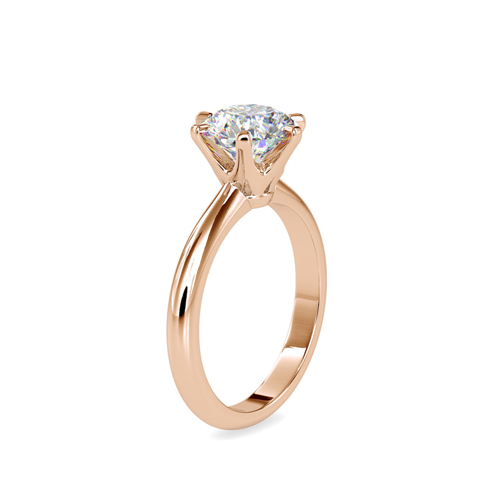 SKU: 0174 (14K) Six-Prong Solitaire Engagment Ring in Rose Gold.