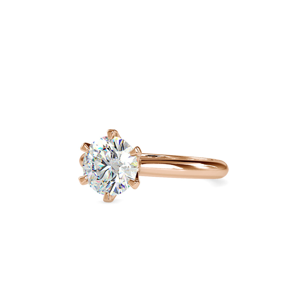 SKU: 0174 (10K) Six-Prong Solitaire Engagment Ring in Rose Gold.