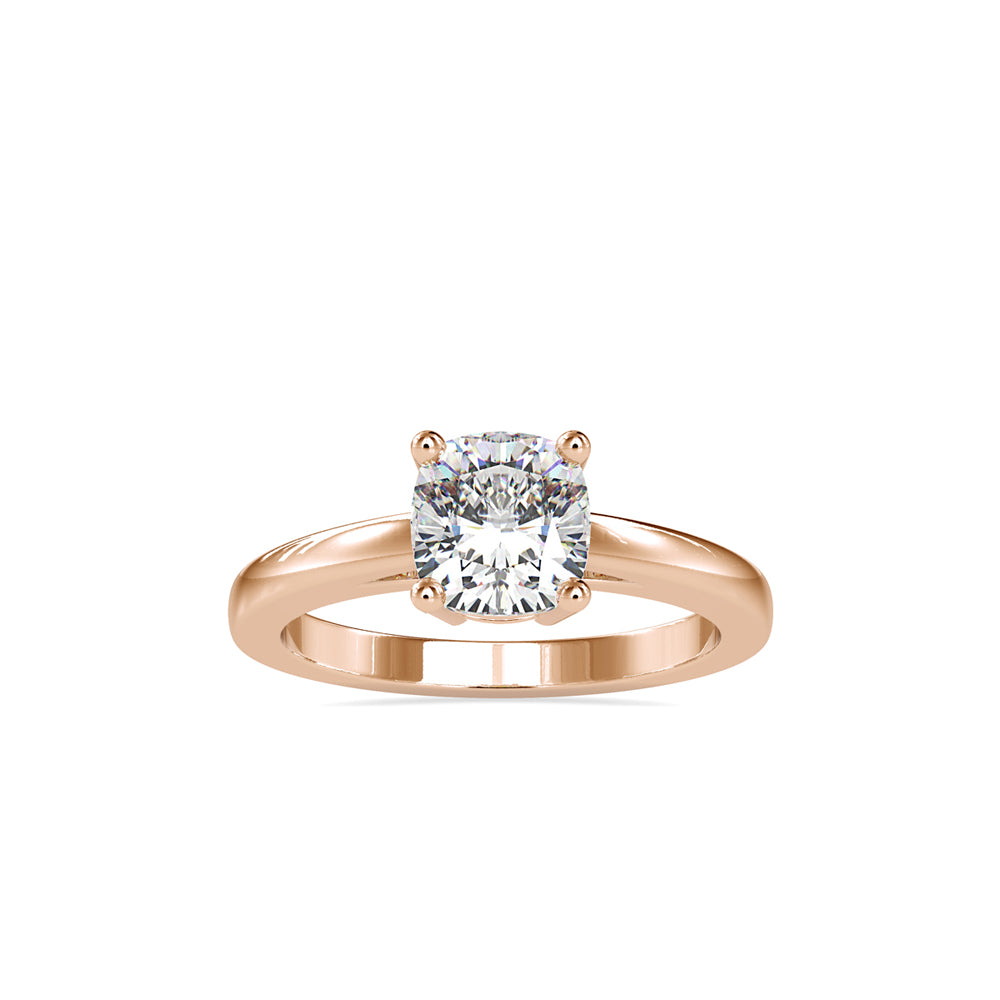 SKU: 0175 (14K) Four-Prong Solitaire Engagment Ring in Rose Gold.