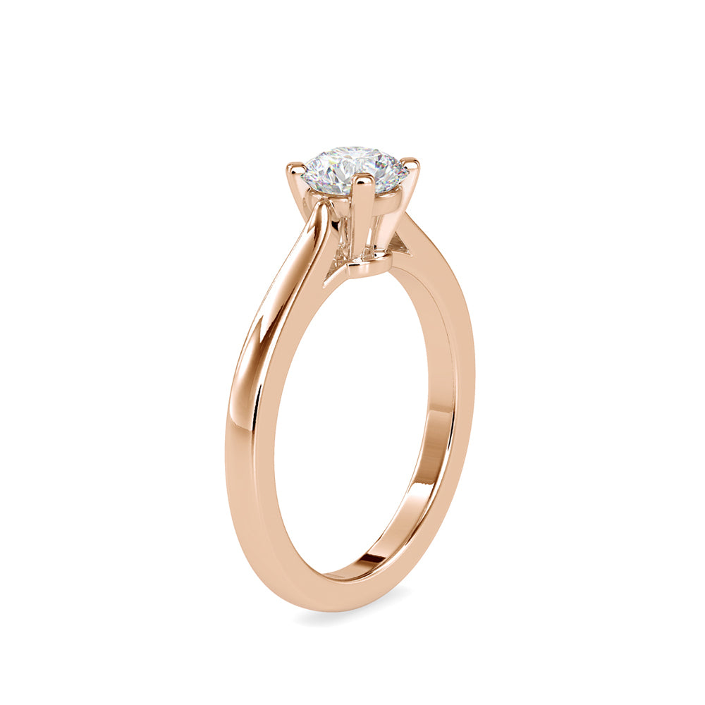 SKU: 0176 (14K) Four-Prong Solitaire Engagment Ring in Rose Gold.