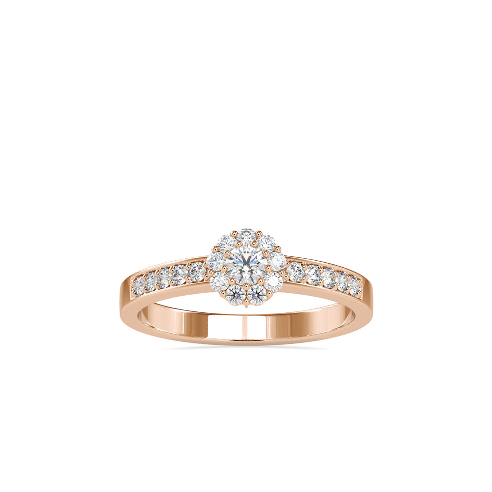 SKU: 0177 (18K) Cluster Diamond Engagment Ring in Rose Gold.