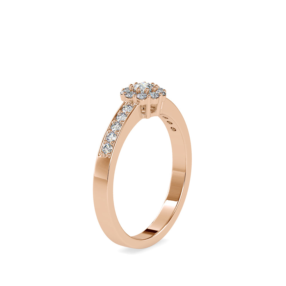 SKU: 0177 (18K) Cluster Diamond Engagment Ring in Rose Gold.