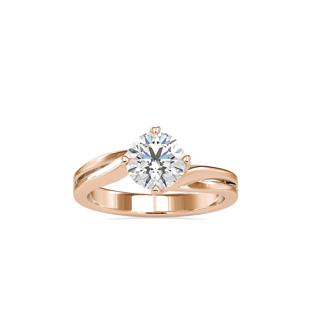 SKU: 0178 (18K) Double Twisted-Prong Solitaire Engagment Ring in Rose Gold.