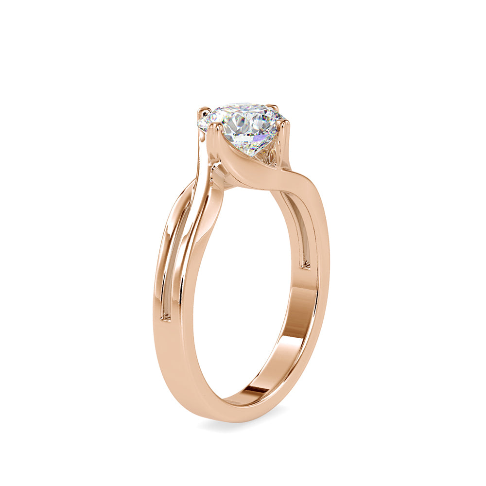 SKU: 0178 (22K) Double Twisted-Prong Solitaire Engagment Ring in Rose Gold.