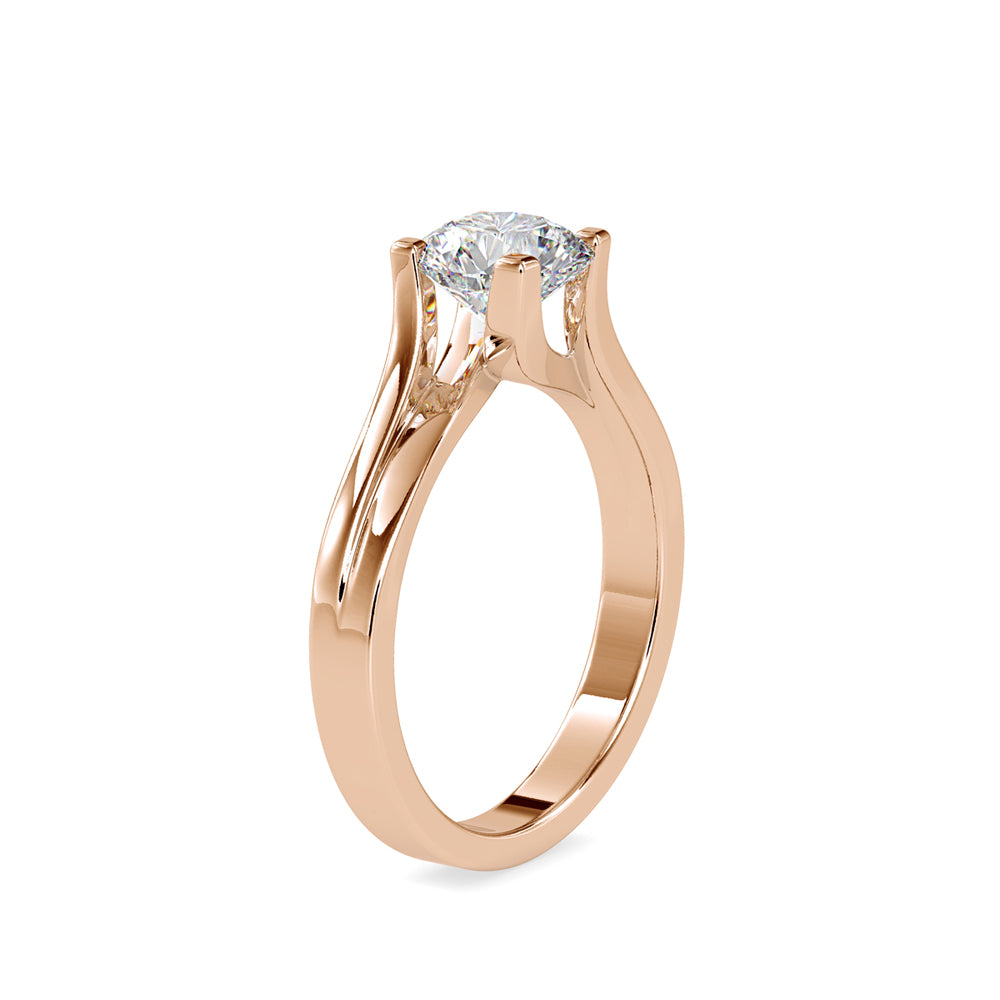 SKU: 0179 (10K) Round-Cut Twisted-Prong Solitaire Engagment Ring in White Gold.