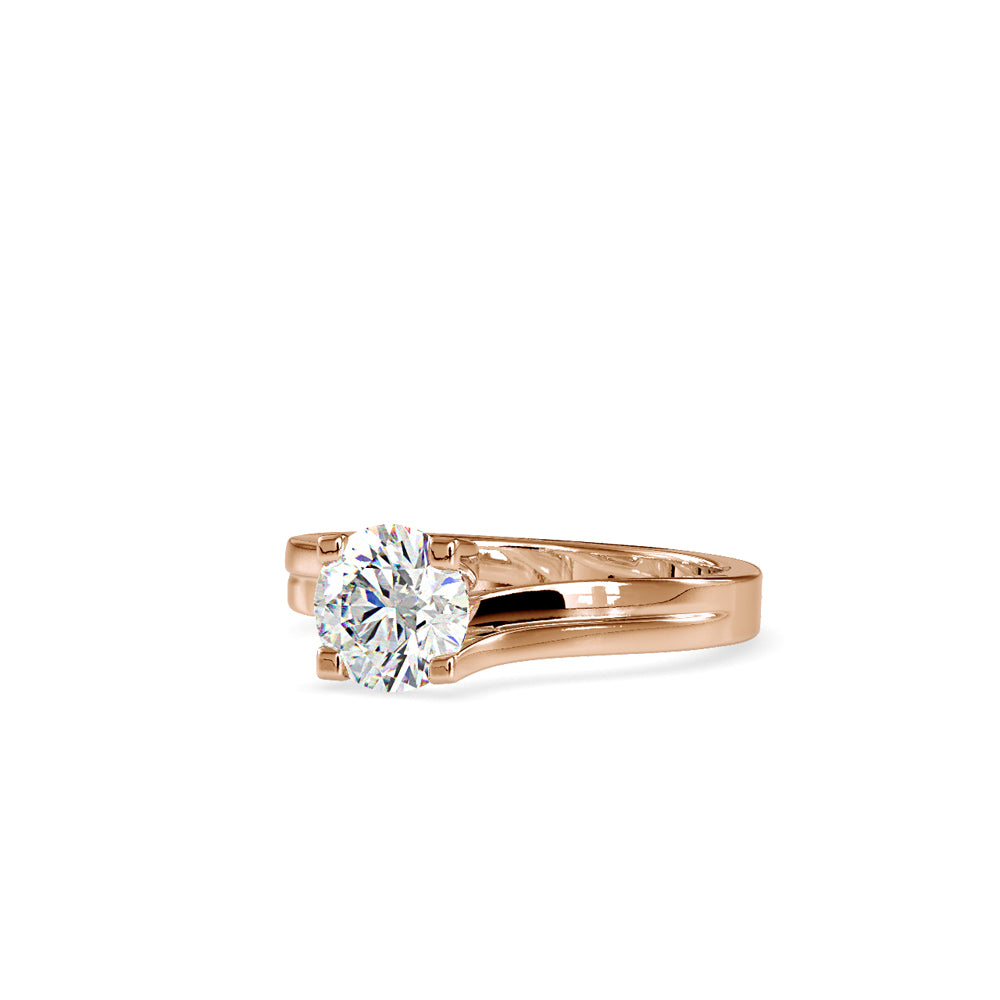 SKU: 0179 (10K) Round-Cut Twisted-Prong Solitaire Engagment Ring in White Gold.