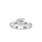SKU: 0179 (18K) Round-Cut Twisted-Prong Solitaire Engagment Ring in White Gold.