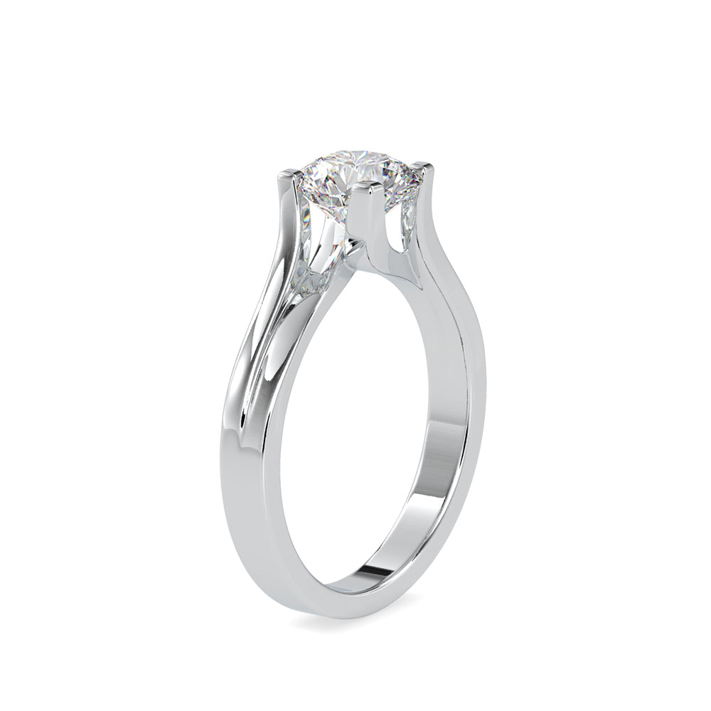 SKU: 0179 (18K) Round-Cut Twisted-Prong Solitaire Engagment Ring in White Gold.