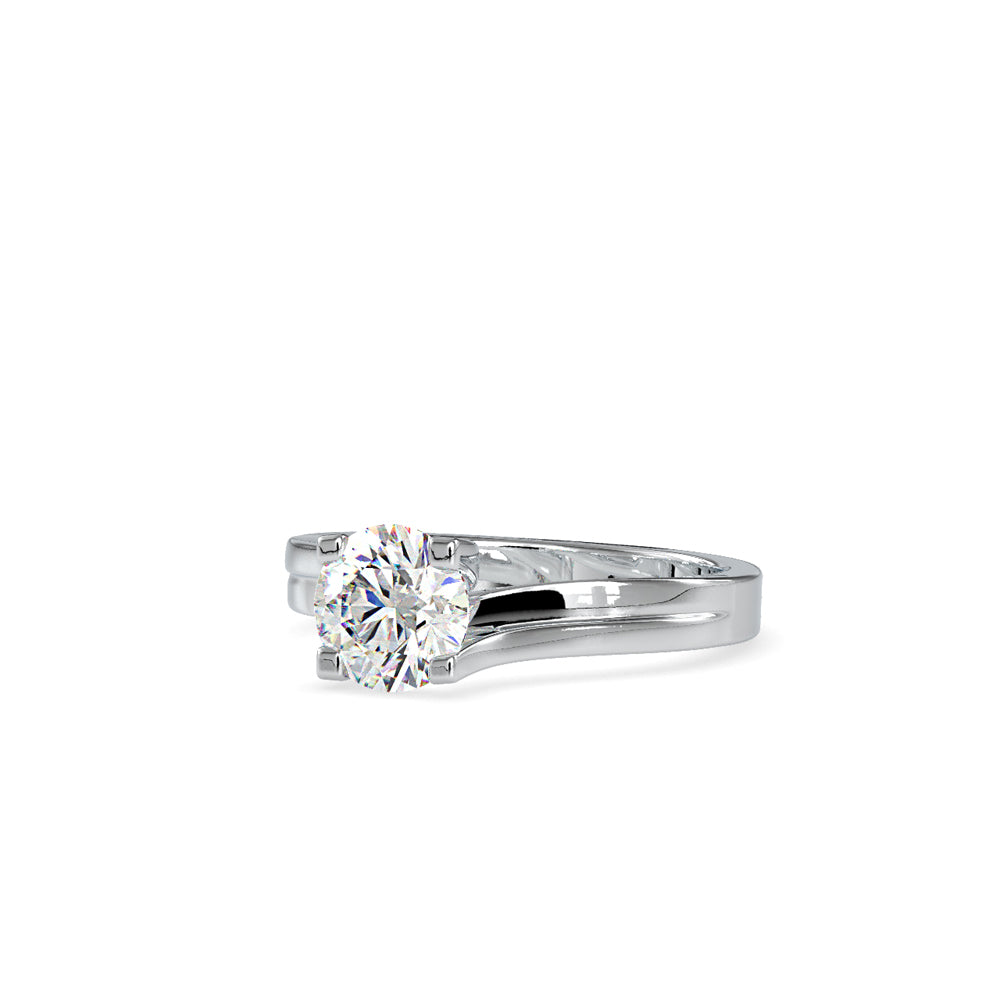 SKU: 0179 (22K) Round-Cut Twisted-Prong Solitaire Engagment Ring in White Gold.