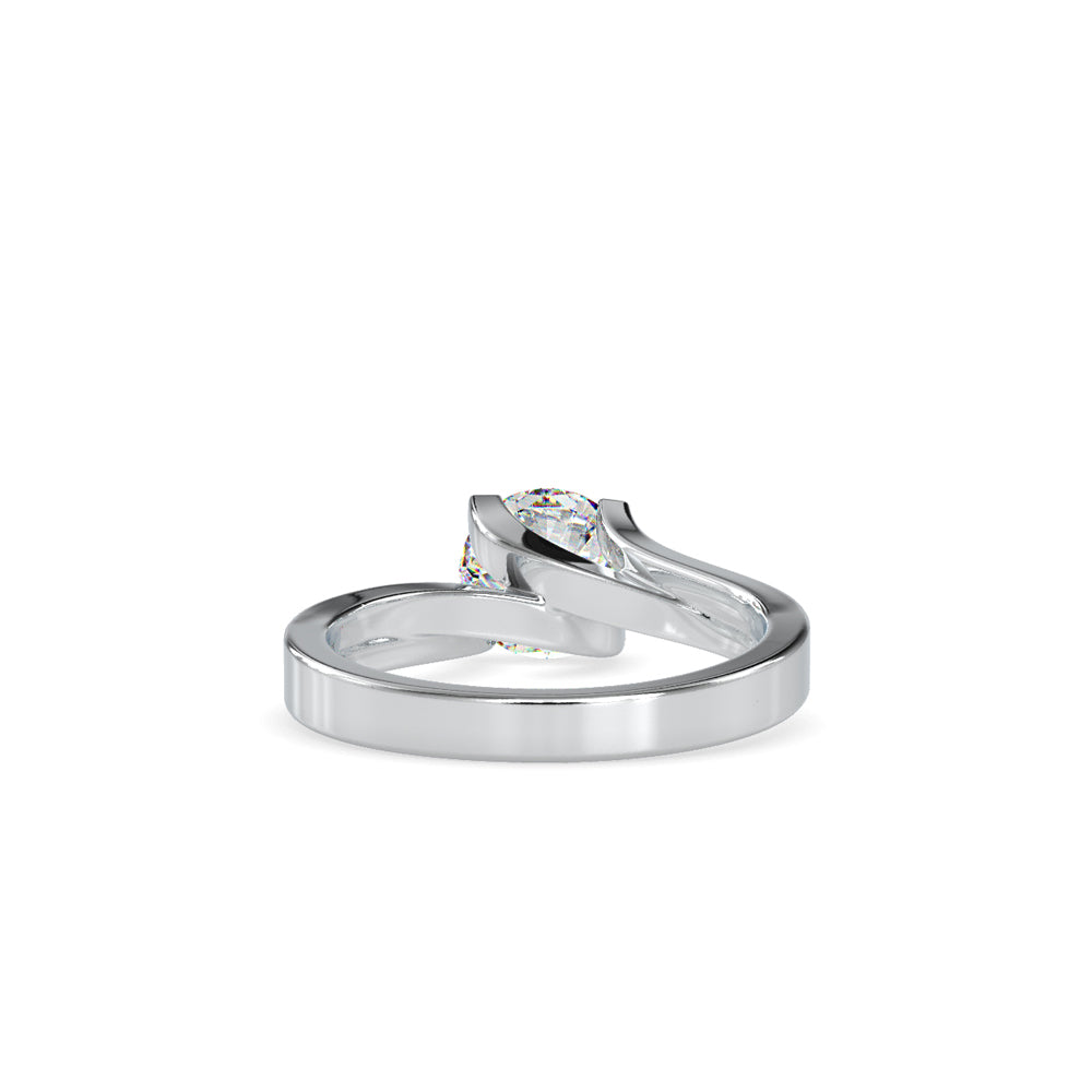 SKU: 0179 (22K) Round-Cut Twisted-Prong Solitaire Engagment Ring in White Gold.