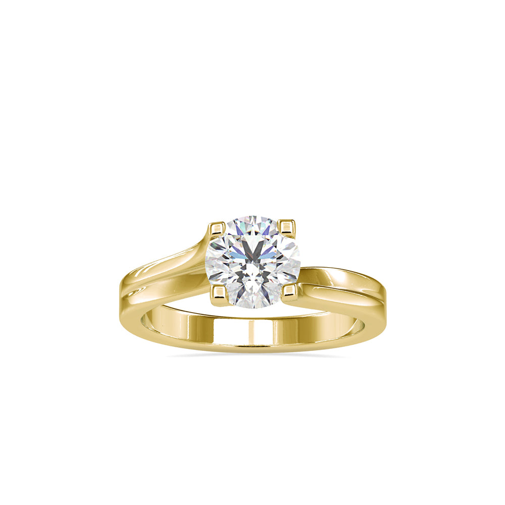 SKU: 0179 (18K) Round-Cut Twisted-Prong Solitaire Engagment Ring in White Gold.