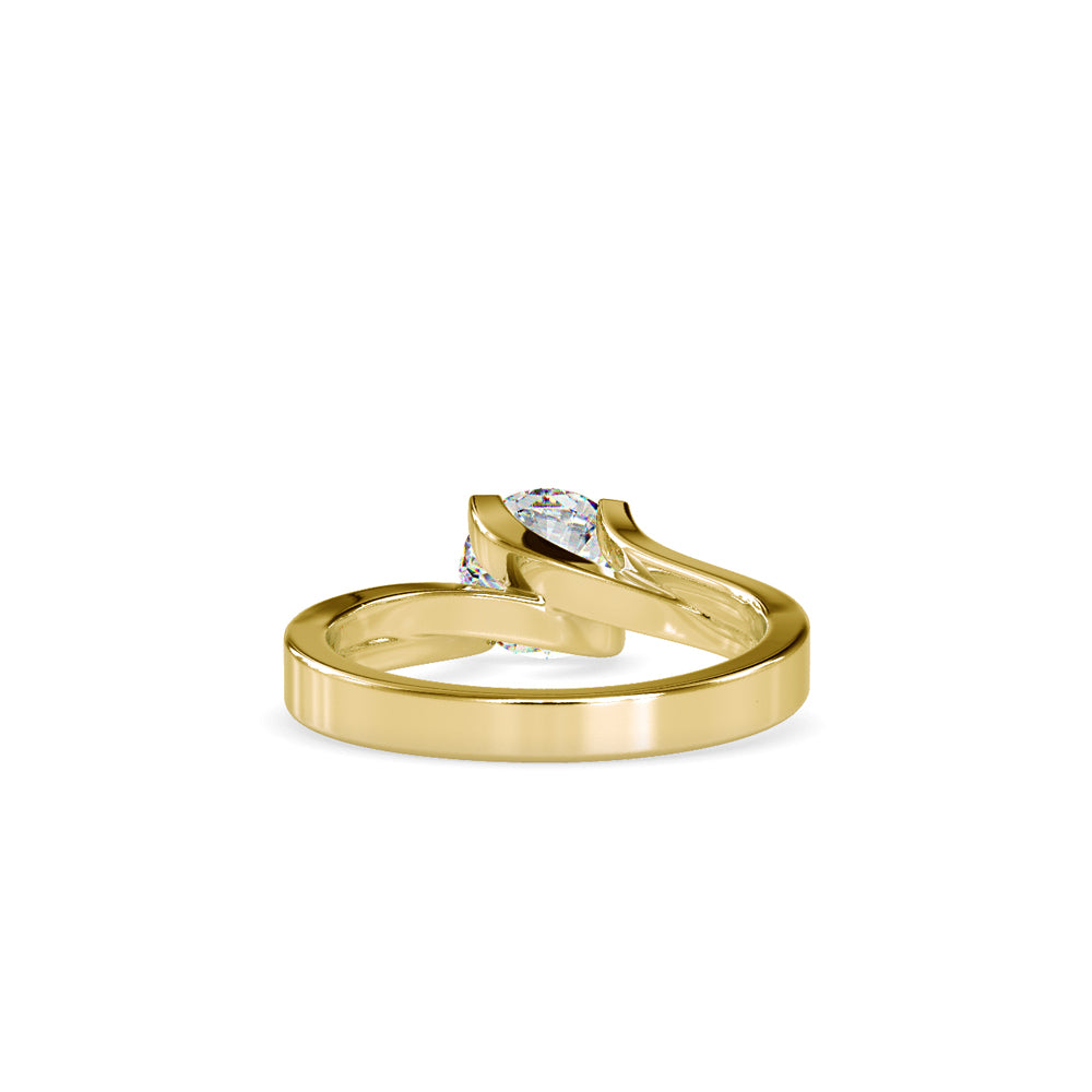 SKU: 0179 (10K) Round-Cut Twisted-Prong Solitaire Engagment Ring in White Gold.