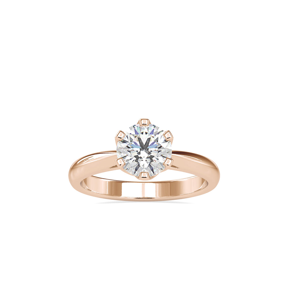 SKU: 0181 (10K) Fancy Six-Prong Solitaire Engagment Ring in Rose Gold.