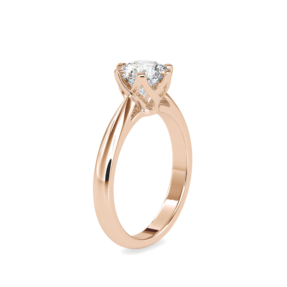 SKU: 0181 (10K) Fancy Six-Prong Solitaire Engagment Ring in Rose Gold.