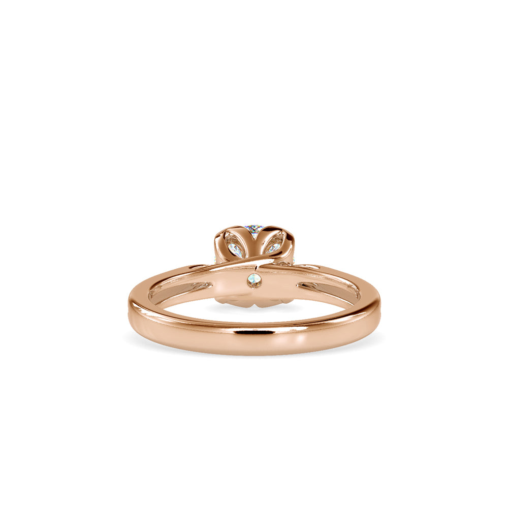 SKU: 0182 (18K) Lotus Setting Round Diamond Engagment Ring in Rose Gold.