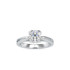 SKU: 0182 (14K) Lotus Setting Round Diamond Engagment Ring in Rose Gold.