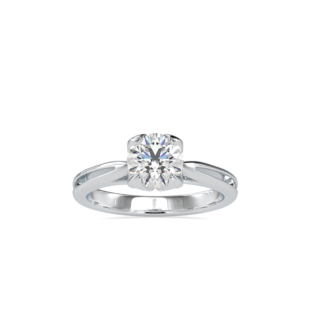SKU: 0182 (18K) Lotus Setting Round Diamond Engagment Ring in Rose Gold.