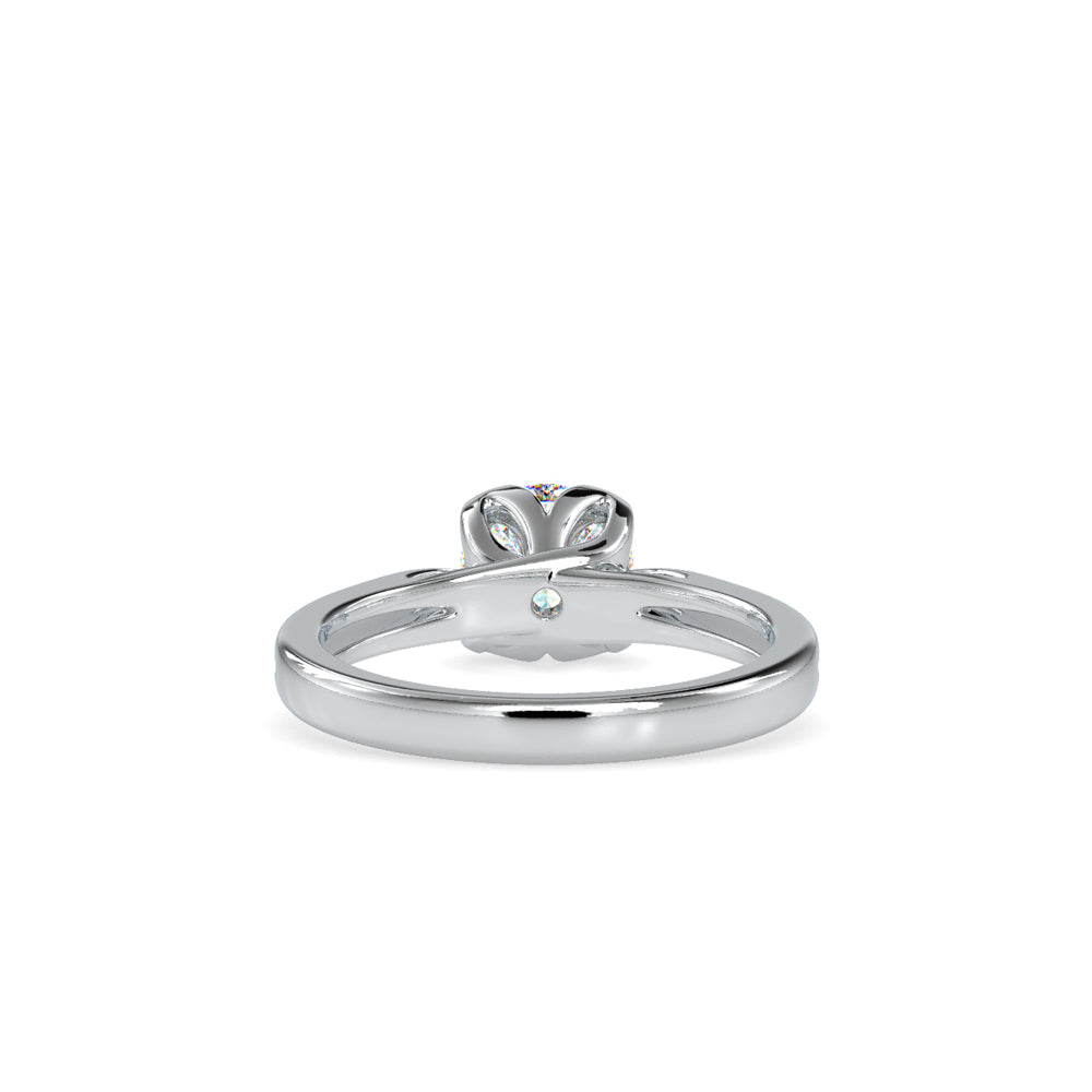 SKU: 0182 (14K) Lotus Setting Round Diamond Engagment Ring in Rose Gold.