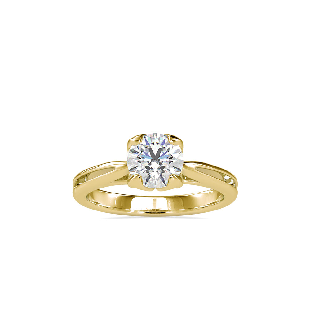 SKU: 0182 (22K) Lotus Setting Round Diamond Engagment Ring in Rose Gold.