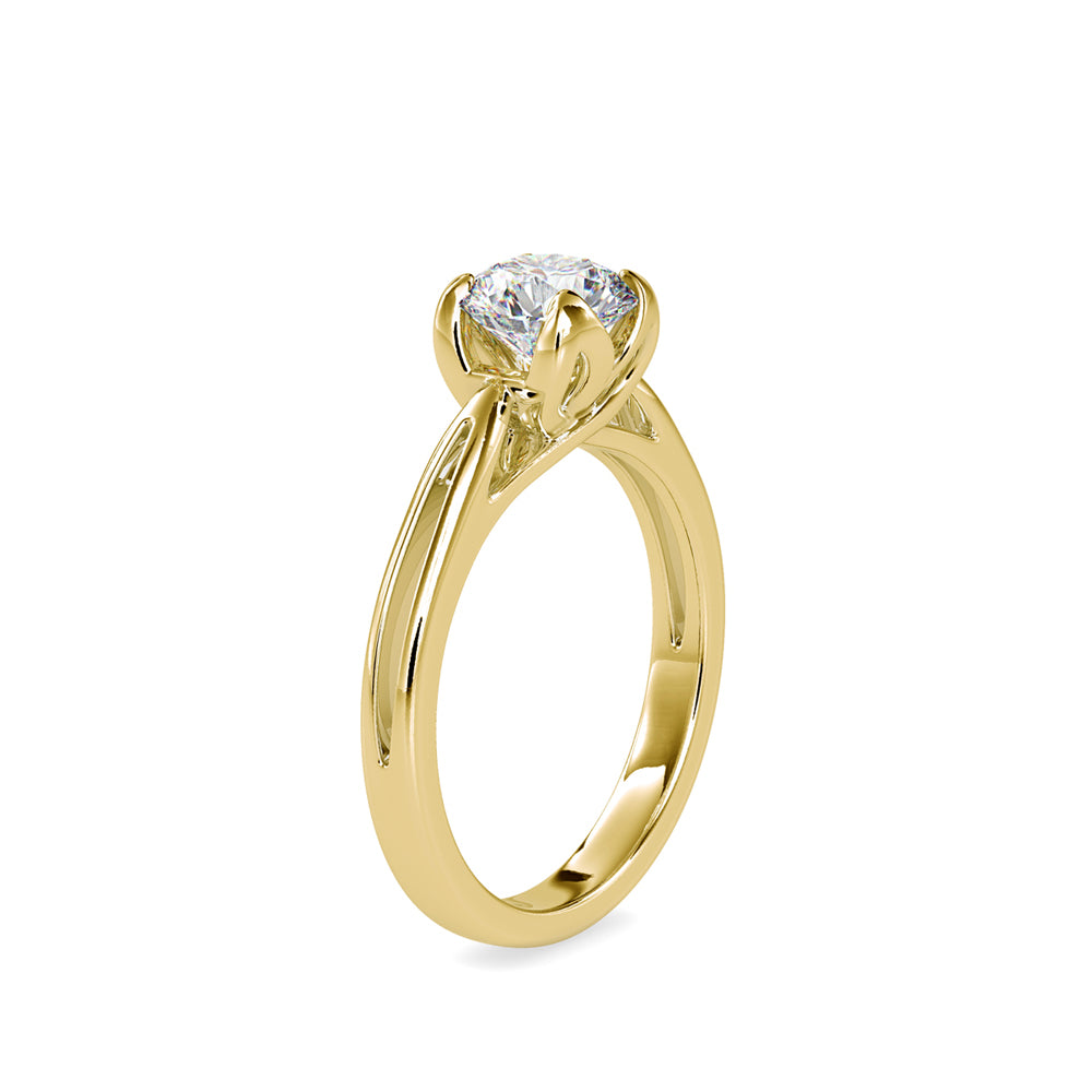 SKU: 0182 (10K) Lotus Setting Round Diamond Engagment Ring in Rose Gold.