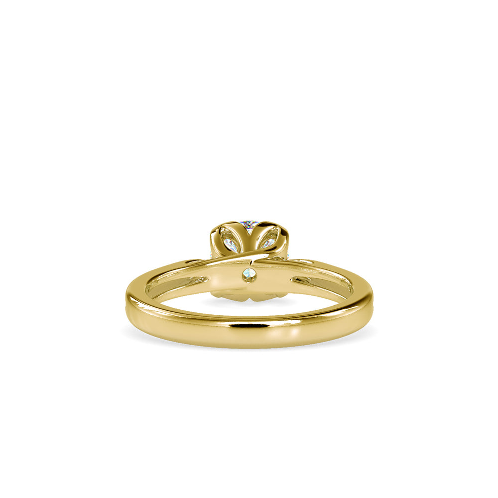 SKU: 0182 (14K) Lotus Setting Round Diamond Engagment Ring in Rose Gold.