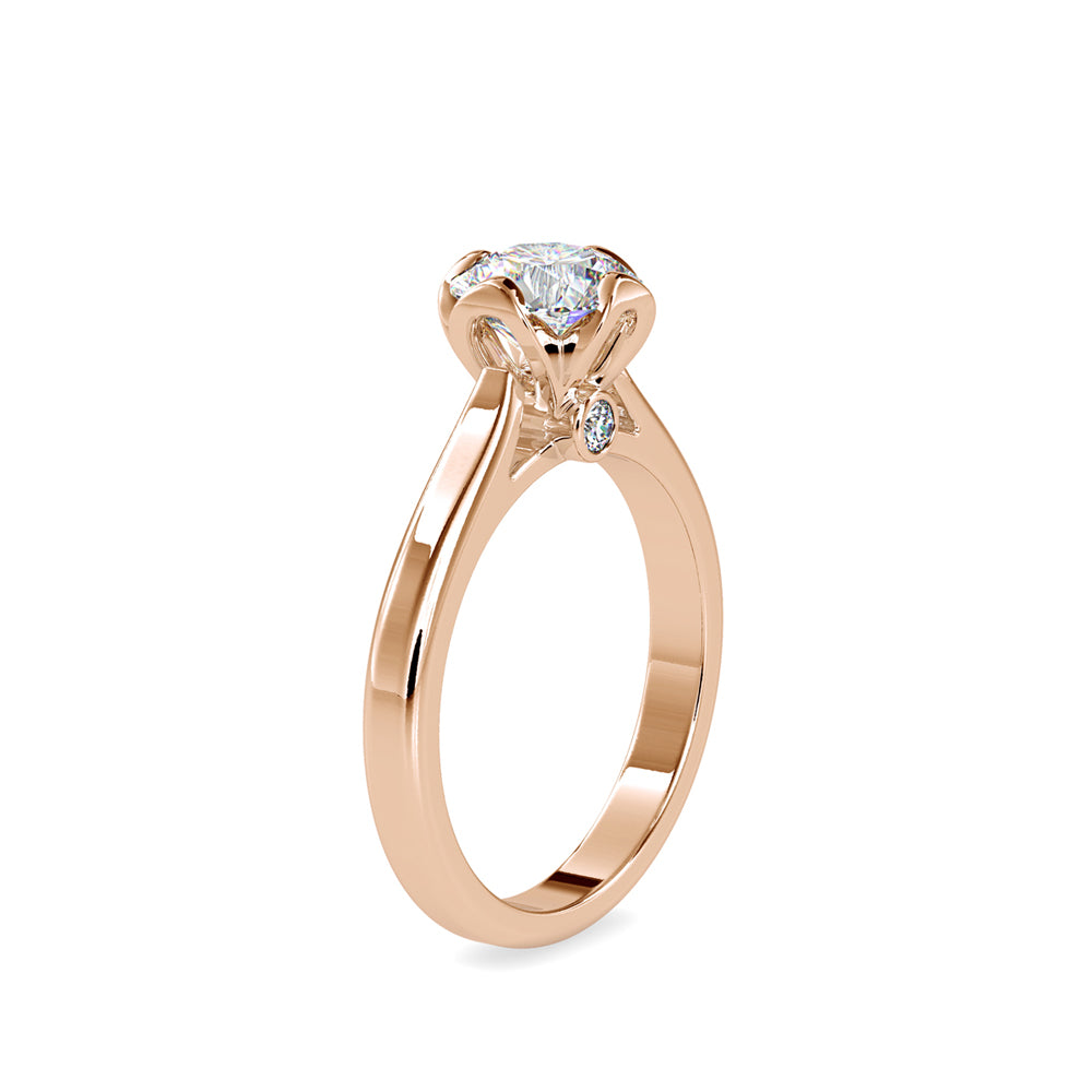 SKU: 0183 (18K) Flower Setting Round Diamond Engagment Ring in Rose Gold.