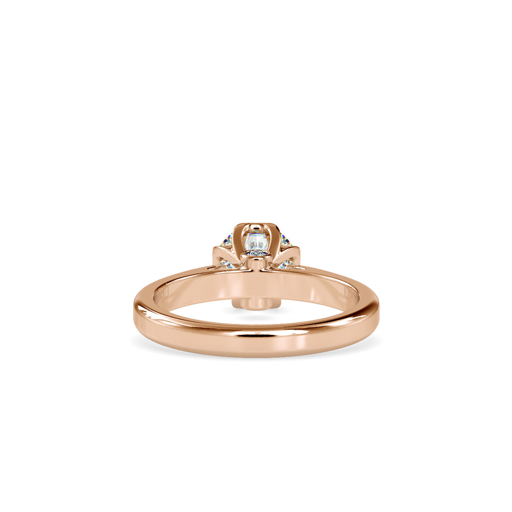 SKU: 0183 (22K) Flower Setting Round Diamond Engagment Ring in Rose Gold.