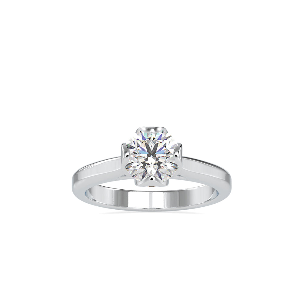 SKU: 0183 (22K) Flower Setting Round Diamond Engagment Ring in Rose Gold.