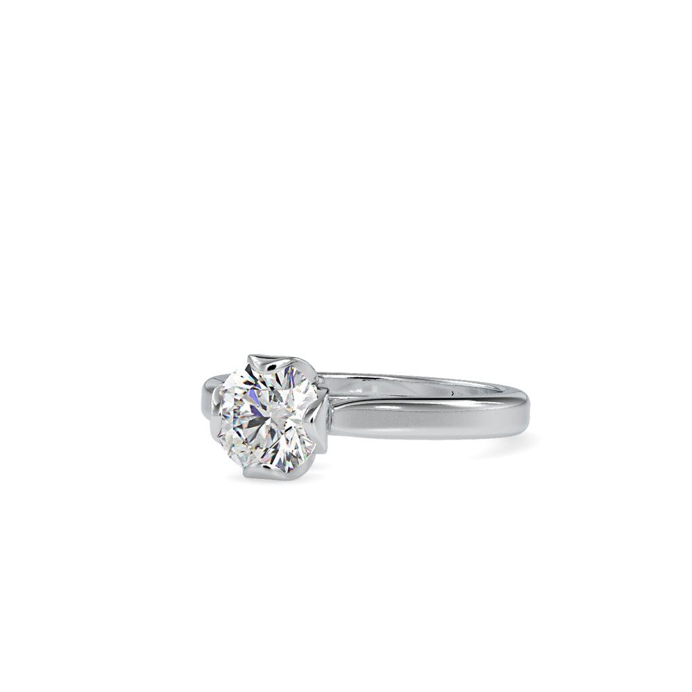 SKU: 0183 (10K) Flower Setting Round Diamond Engagment Ring in Rose Gold.