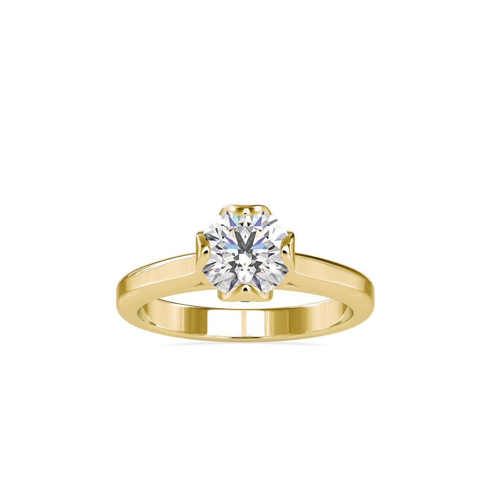 SKU: 0183 (14K) Flower Setting Round Diamond Engagment Ring in Rose Gold.