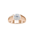 SKU: 0184 (18K) Half-Bezel Round Diamond Solitaire Ring Rose Gold.