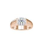 SKU: 0184 (14K) Half-Bezel Round Diamond Solitaire Ring Rose Gold.