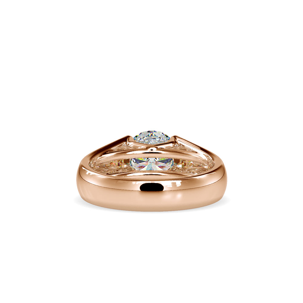 SKU: 0184 (22K) Half-Bezel Round Diamond Solitaire Ring Rose Gold.