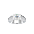 SKU: 0184 (14K) Half-Bezel Round Diamond Solitaire Ring Rose Gold.