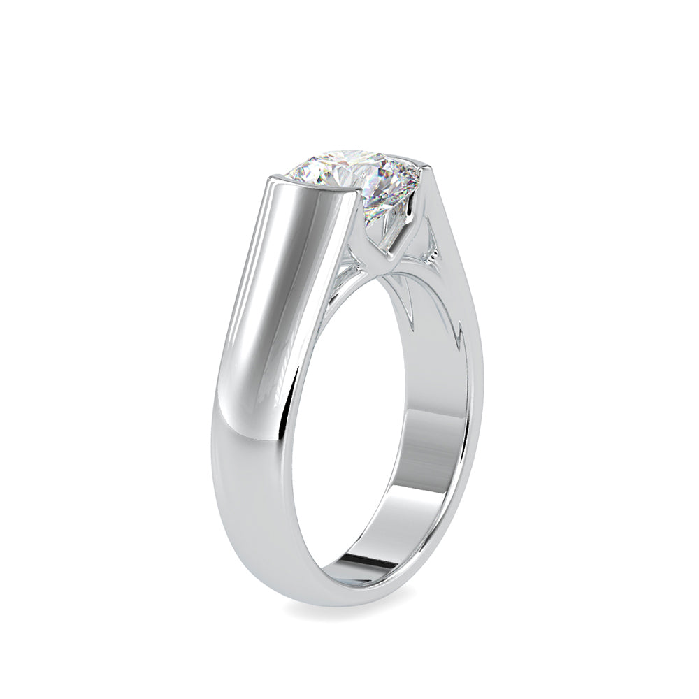SKU: 0184 (14K) Half-Bezel Round Diamond Solitaire Ring Rose Gold.