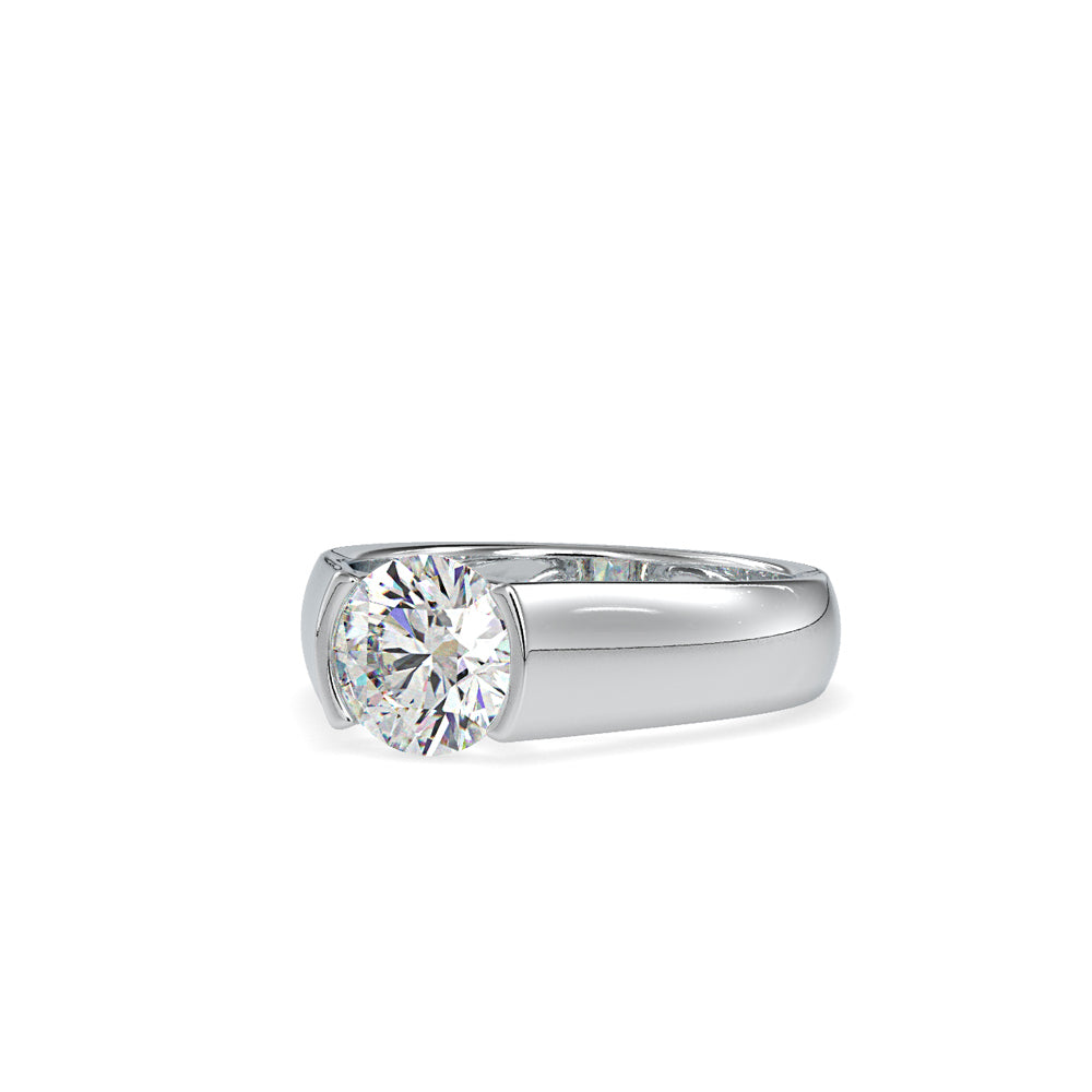SKU: 0184 (18K) Half-Bezel Round Diamond Solitaire Ring Rose Gold.