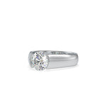 SKU: 0184 (18K) Half-Bezel Round Diamond Solitaire Ring Rose Gold.