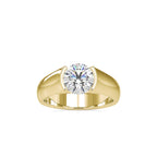 SKU: 0184 (10K) Half-Bezel Round Diamond Solitaire Ring Rose Gold.
