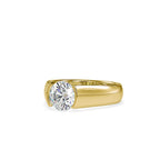 SKU: 0184 (18K) Half-Bezel Round Diamond Solitaire Ring Rose Gold.
